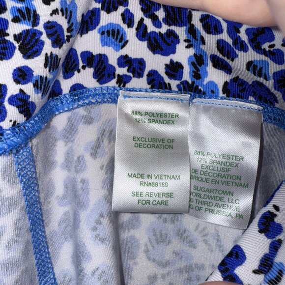 Lilly Pulitzer Luxletic XL Blue & White Leopard Print Flare Leggings - Picture 4 of 6